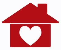 Tekening van een rode woning met een hart